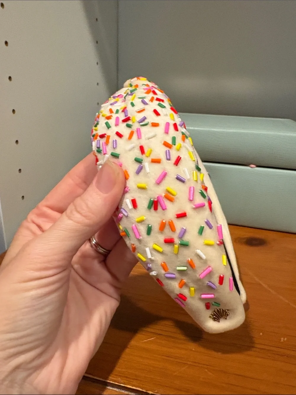 Lele Sadoughi Plush Cream Headband with Colorful Sprinkles